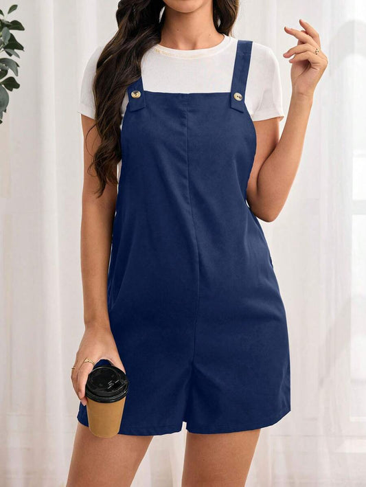 WZ0003 Maternity Button Pocket Casual Bib Romper